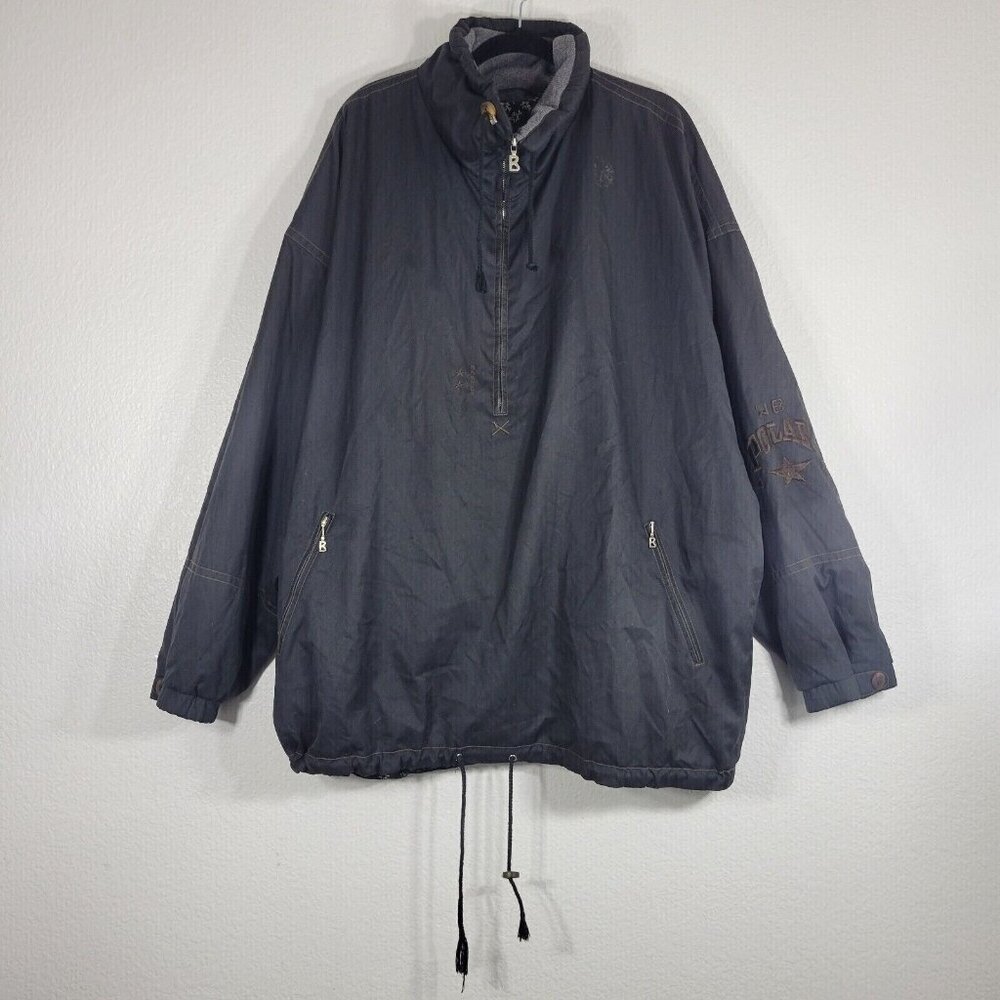 Willy Bogner Vintage Jacket Windbreaker Men XL Zip Embroidered Black Polar